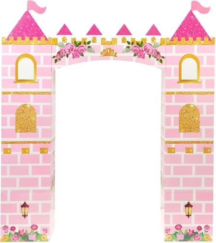 WERNNSAI Princess Party Decoration - Princess Castle Cardboard Playhouse for Women Birthday Decoration Pink Castle Backdrop for Party Easy Folding Birthday Photo Booth Props
