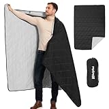 sheelokhwui Ultralight Puffy Blanket, Outdoor Camping Blanket, Water-Resistant and Packable, Great for Camping, Stadium, Traveling, Backpacking, Picnic and Beach. 79'x55'. Black.