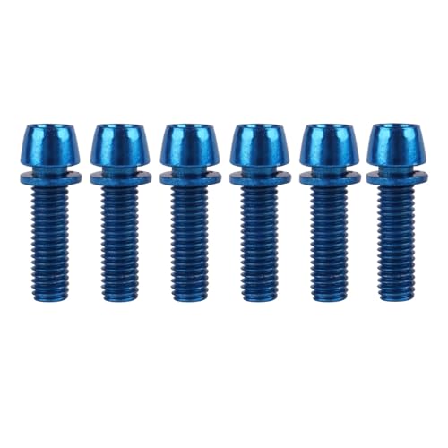 Image of Steel M5x18mm Bolts with Washer, Allen Hex Tapered Screw for Bicycle Stem, Pack of 6 (Blue)