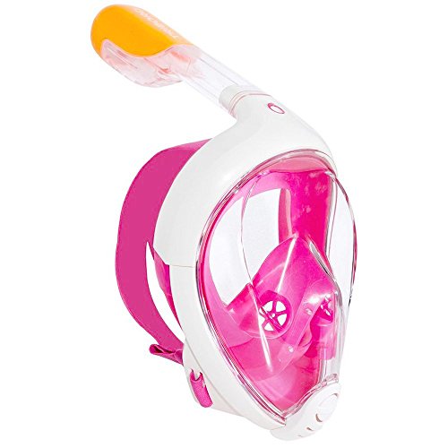 TRIBORD SUBEA EASYBREATH (2019 Version) Full FACE ANTIFOG Snorkel MASK with A Secure Lock and Free Replacement Ring & Optional Camera Mount - for Adults OR Kids (Pink, S/M)