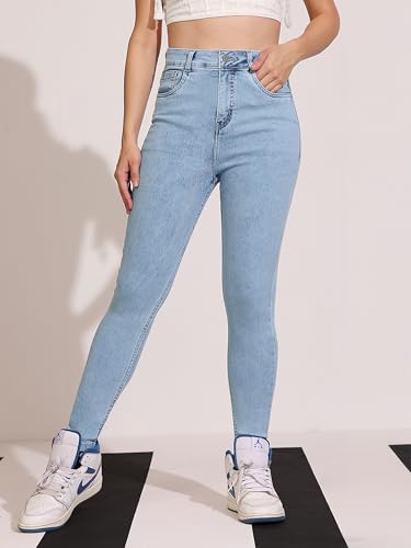 Image of Dolce Crudo Women's Skinny Fit High Rise Cropped Length Stretchable Denim Jeans