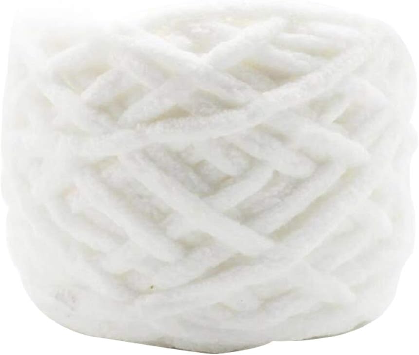 URNINAU Knitting Wool Soft Knitting Chunky Towelling Wool Ball Skein Scarf Yarn Pure Color Cute White