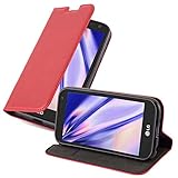 Cadorabo Hülle kompatibel mit LG K3 2017 aus Premium Kunst Leder Flip Klappbare Stoßfeste Magnetische [Standfunktion] [Kartenfächern] Cover Hülle für LG K3 2017 Tasche in Rot