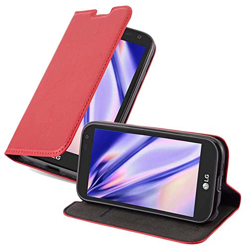 Cadorabo Hülle kompatibel mit LG K3 2017 aus Premium Kunst Leder Flip Klappbare Stoßfeste Magnetische [Standfunktion] [Kartenfächern] Cover Hülle für LG K3 2017 Tasche in Rot