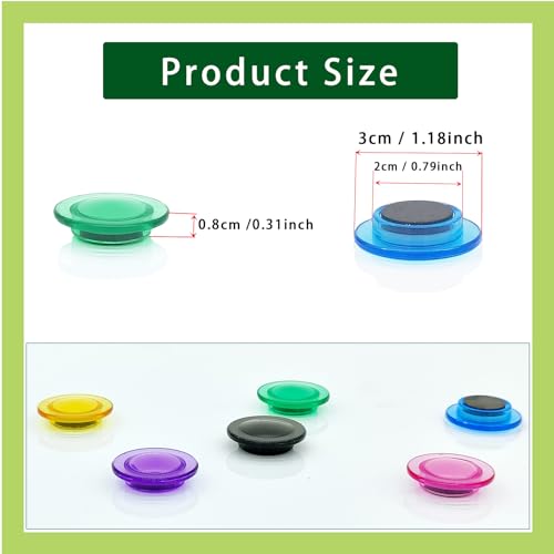 PYJLBX Fridge Magnets 42 Pack, 7 Color Strong Small Whiteboard Magnets, Transparent Mini Round Refrigerator Magnet - Image 3