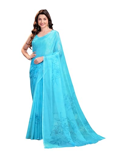 Image of Garden Vareli Floral Print Chiffon Saree