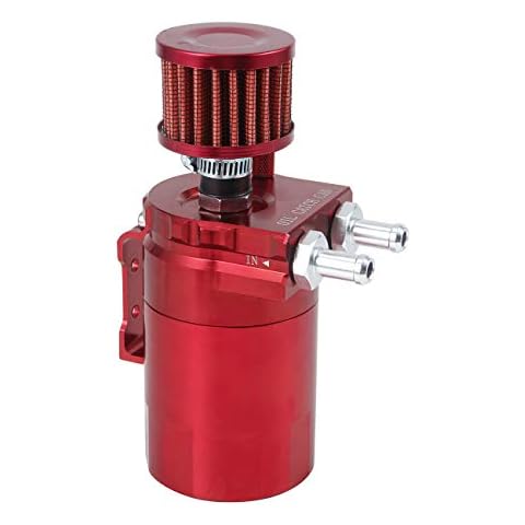 ALAVENTE Universal Oil Catch Can Tank with Breather 400ml Aluminum Dual Cylinder Polish Baffled Engine Air Oil Separator Tank Reservoir Kit Cover