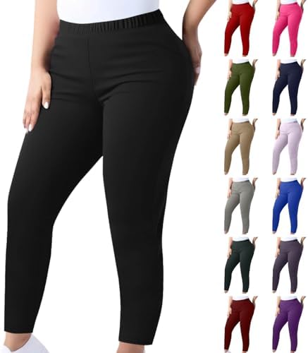 FAVIPT Plus Size Leggings for Women Tummy Control Yoga Pants Elastic Waist Legging Pants Sport Workout Yoga Leggings