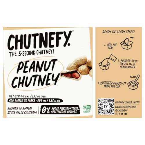 Chutnefy - Peanut Chutney- 1.41 Ounce, (Pack of 2) | Delicious & Ready-to-Eat | 5-Second Instant Chutney | No Preservatives or Additives