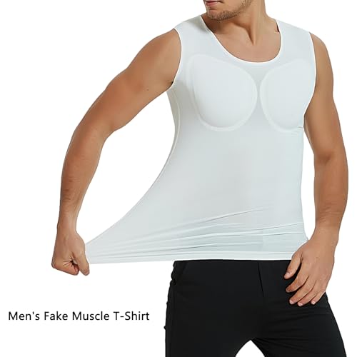 Fake Muscle T-Shirt for Mens, Invisible Chest Padded Underwear, Enhancers Chest Vest2