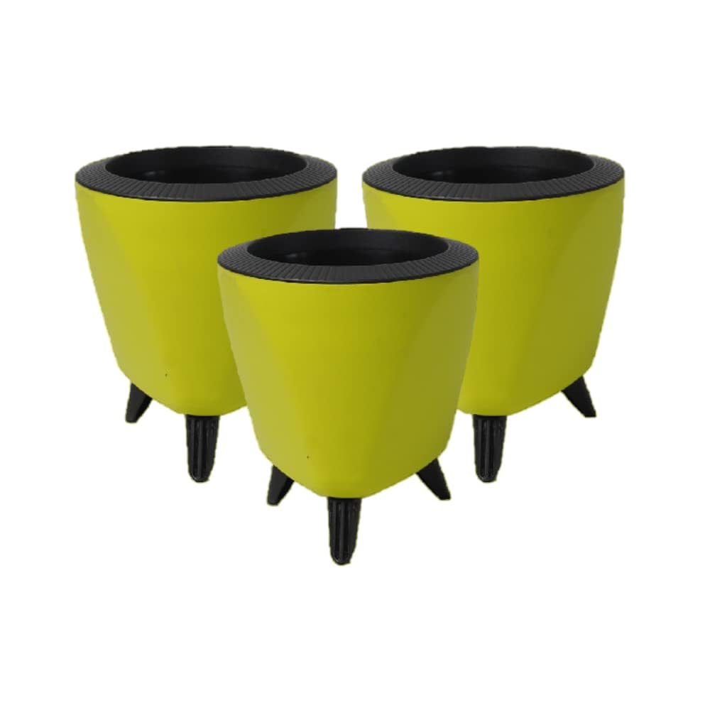 Garden Art (Pack of 3 Indoor Outdoor Self Watering Planter Home Living Room Office Tabletop Decorative Plastic Flower Pot 5.1 Inch (Yellow, 3) (B0BRVJ5DR6) Amazon Price History, Amazon Price Tracker