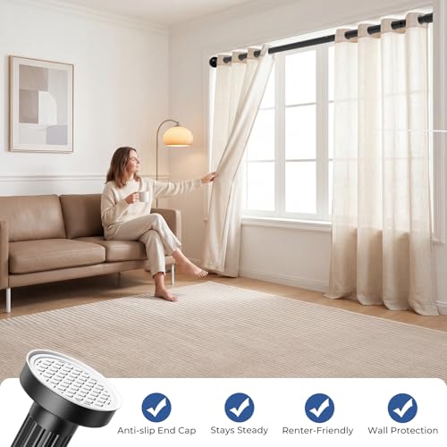 Image of ALLZONE Adjustable Tension Curtain Rod No Drilling, 40-121 In.