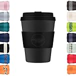 Ecoffee Cup 12oz 350ml Reusable Eco-Friendly 100% Plant Based Coffee Cup with Silicone Lid & Sleeve - Melamine Free & Biodegradable Dishwasher/Microwave Safe Travel Mug, Kerr & Napier
