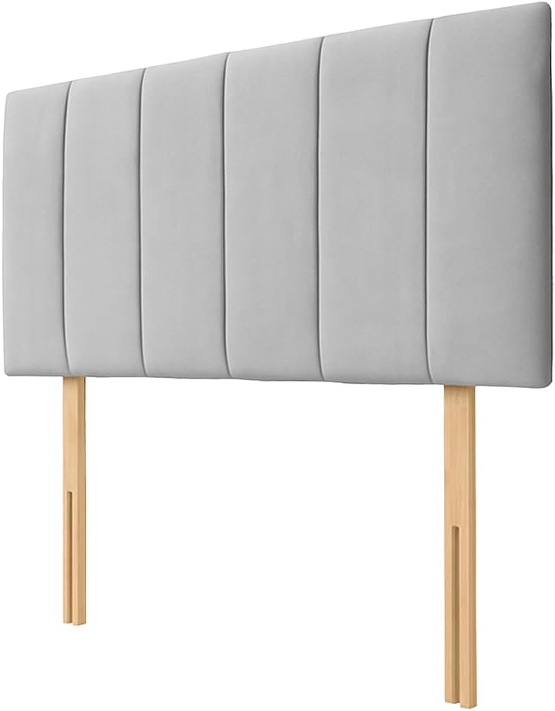 Luxury Velvet Upholstered Headboard for Divan Beds – 20-Inch Lined, Extra Padded Plush Headboard with Struts – Luxury Bedroom Furniture (silver, 3ft Signle)