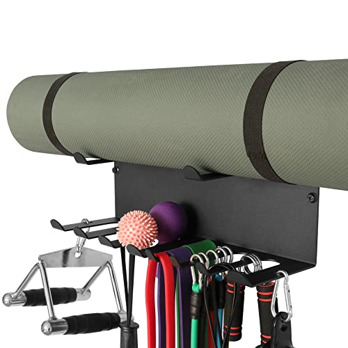 Resistance Bands Rack Wall Mount Home Gym Equipment Storage Rack for Resistance Bands, Jump Ropes, Yoga Mat, Foam Roller, Chains, 16.5