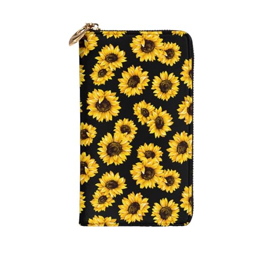 Sunflower Leather Hand Wallet for Women Long Zipper Clutch Purse for Cash Cards Coin2