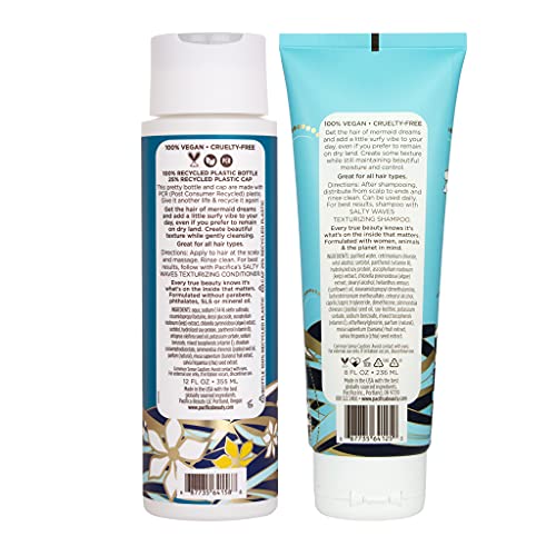Pacifica Beauty Salty Waves Texturizing Shampoo + Salty Waves Texturizing Conditioner | For All Hair Types | Perfect And Effortless Beach Hair | 100% Vegan & Cruelty Free | Sulfate + Paraben Free #TOP1