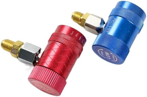 [Replacement car Parts] Freon R1234YF/R134A Auto Car Quick Coupler Connector Brass Adapters Air Conditioning Refrigerant Adjustable AC Manifold Gauge [Replacement] (Color : 1set R1234YF)