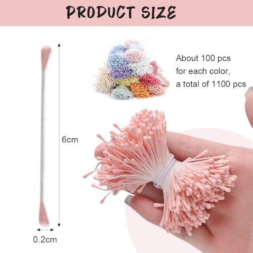 Miniatura 2 de 1100 Piezas Estambre De Flores Artificiales 2 Mm,Pistilos Flores Manualidades Con Dos Cabezas De Perlas,Hmcey Estambres De Flore Colores,Flower Stamens Para Bricolaje, Decoracion, Diy - 11 Colores