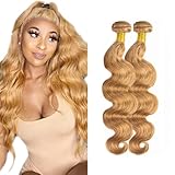 AuokMar Hair Honey Blonde Bundle Human Hair 27 Body Wave Bundles Grade 8A Peruvian Virgin 2 020 20 Inch Honey Blonde Body Wave Bundle Hair Weave
