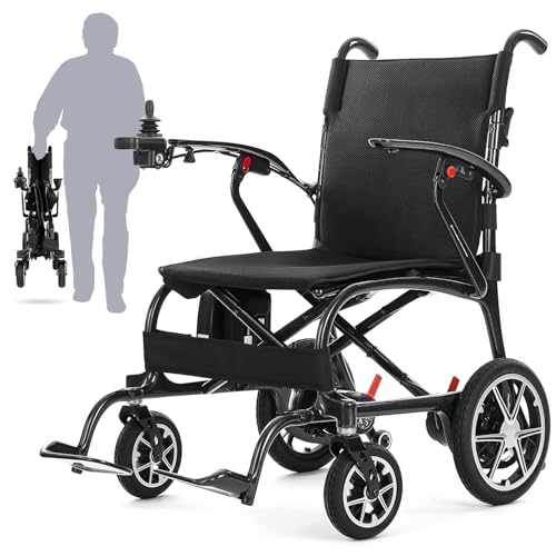 25.5lbs Carbon Fiber Electric Wheelchair for Adults, Lightweight Foldable Travel Power Wheelchair, Black Portable Motorized Wheelchairs, Airline Approved