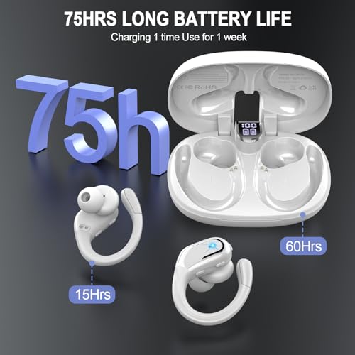 Image of Rulefiss Wireless Earbuds Bluetooth Headphone Sport, Bluetooth Earbuds 14.2mm Driver Stereo Over Ear Buds, Noise Cancelling Earphone, IP7 Waterproof Headset for Workout /Running