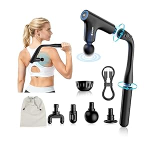 UPSPORT Massagepistole,Muskel Percussion Massagegerät mit Turbo-Beating-Modus,Geräusc... Massage Gun/Pistole mit Verlängerungs Griff,Tragbar Faszienpistole für Rücken,Schulter,Körper,Ents...