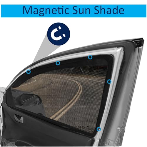 Image of KINGSWAY Accessories Car Side Window Sun Shade Only Compatible with Tata Punch (2021 to 2025), Front Zipper & Rear Full Magnetic Curtains - Heat-Resistant Custom-Fit Shades, Pack of 4 Pcs
