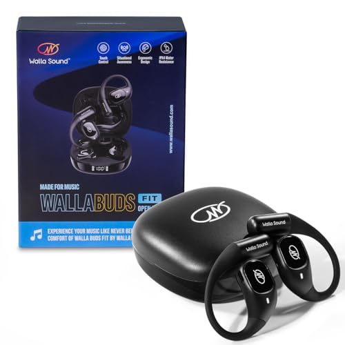 WallaBuds Fit Open Ear Headphones - Wireless Open Earbuds with Open Fit Design Premium Sound Quality Ear Buds IPX4 Water Resistant Bluetooth 5.3 USB-C Fast Charging Case 28 Hours Battery Life