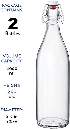 Bormioli Rocco Giara Clear Glass Bottle With Stopper, 33 3/4 Oz. (2, Clear) #TOP1