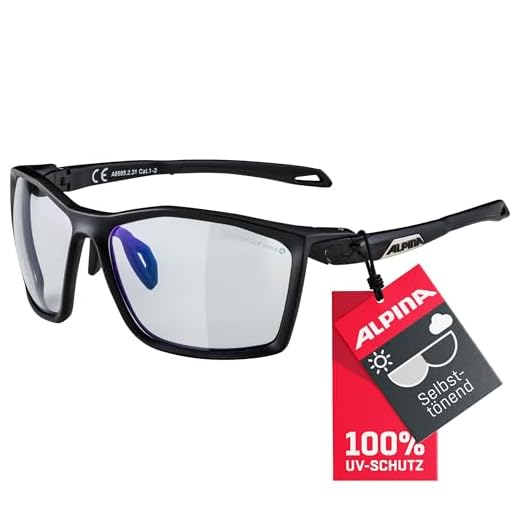 ROCKBROS Fahrradbrille UV 400 Sonnenbrille Photochromatisch Brille Klar Winddicht Sportsbrille für Outdoor Radfahren Angeln Golf Herren 3 ALPINA Unisex - Erwachsene, TWIST FIVE V Sportbrille, black matt, One Size