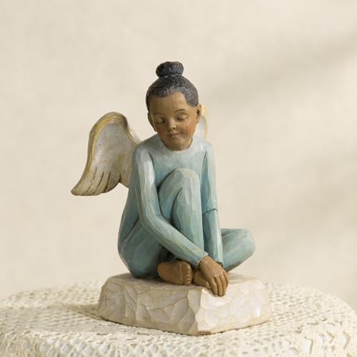 Estatua de Ángel Afroamericano Sentado 6 Pulgadas miniatura 5