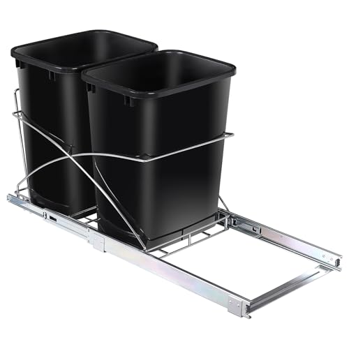 Caneca deslizable doble para basura de 35 cuartos negra miniatura 7