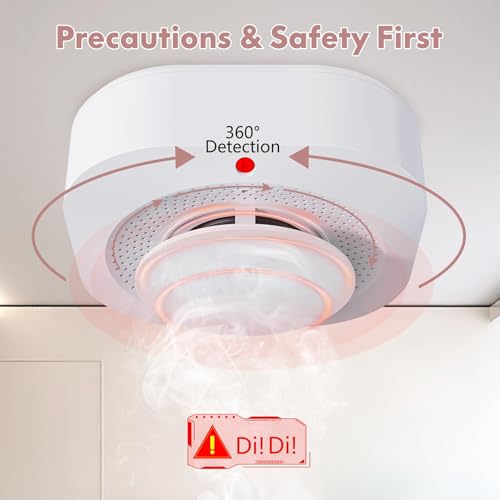 Smoke Detector, Battery Operated Smoke Alarm with Photoelectric Technology, Fire Alarms Smoke Detectors with LED Indicator and Test Button(4 Pack)