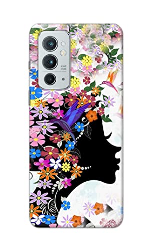 Image of Printed Hard Back Cover Case for OnePlus 9RT 5G Back Cover (Floral Hairstyle Girl) -1803