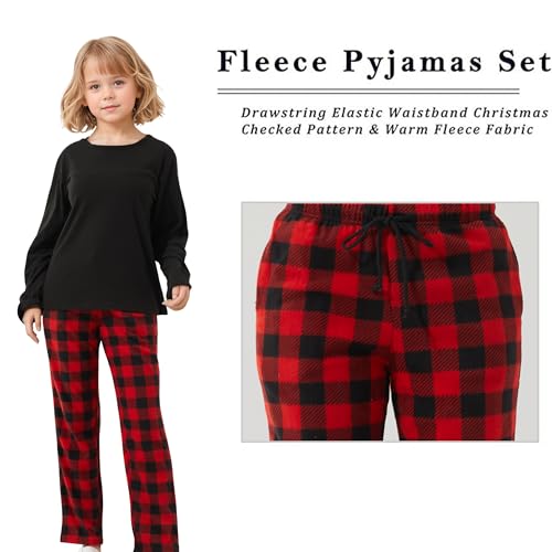YUSHOW Family Christmas Pyjamas Set Matching Pyjamas for Couples Long Sleeve Checked Nightwear Sleepwear Winter Fleece Xmas Pjs Family Outfits Sleepwear for Women Men Kids - Image 3