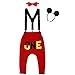 Iwemek - Costume per bambini di 1° / 2° compleanno Topolino per Halloween fotografico, costume per neonato + bretella + fiocco + fascia per capelli 02 ROSSO FIOCCO FARFALLA ( ONE ) 12-18 Mesi