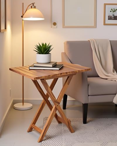 Foldable Wooden Coffee Table with Stool | Portable Furniture Set ...