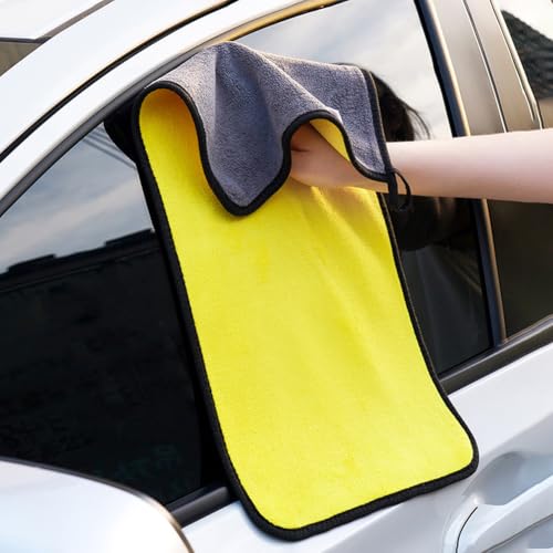 1PC Ultra - Soft, Thick and Quick Drying Car Microfiber Cleaning Towel - Ideal for Polishing and Waxing Auto Detailing​,23.64 x 11.82 in/Yellow