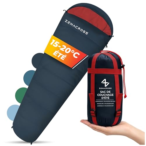 Zenacross Sac de Couchage Adulte Ete - Duvet 1 Personne Compact & Ultra Léger (900g) - Sacs de Couchage de Camping et Randonnée, Festivals - Noir