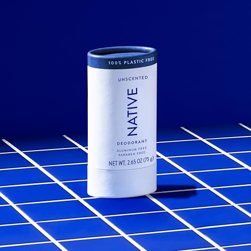 native plastic free deodorant contains naturally derived ingredients 72 hour odor control  deodorant for women and men aluminum free with baking soda coconut oil and shea butter  unscented