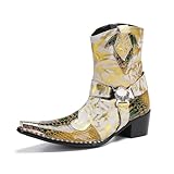 Cowboy Boot for Men Dress Casual Genuine Leather Metal...