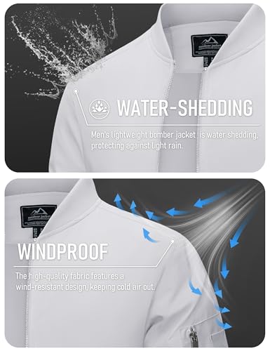 Image of MAGCOMSEN Men's Jacket Lightweight Windbreaker Bomber Jacket Windproof Casual Jacket Zip Up Coats Outwear with 5 Pockets