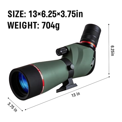 Image of Gosky Spotting Scope, 20-60x60 Spotting Scopes for Target Shooting & Hunting & Bird Watching, BAK4 High Definition, Angled Spotter Scope with Tripod, Phone Holder, Carrying Bag