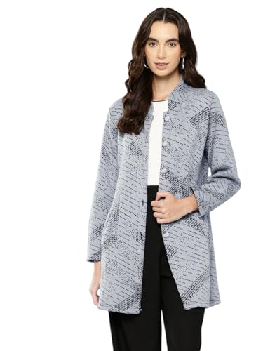 Image of Aarika Womens Winter Wear Lemon Colour Abstract Woolen Cardigan