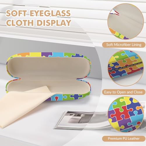 Image of Glasses Case Hard Shell,Portable Protective Eyeglasses Case, Eyeglass Holder Box with Cleaning Cloth,for Women Men
