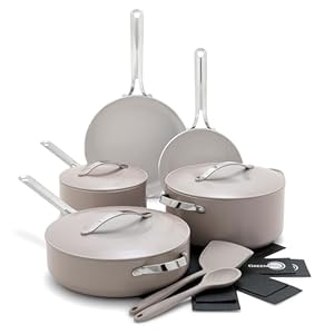 GreenPan Nova 10 Piece Cookware Pots and Pans Set, Healthy Ceramic Nonstick, PFAS-Free, Induction Suitable, Dishwasher and Oven Safe, Clay