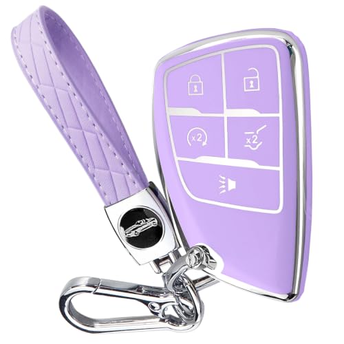 Image of Key Fob Cover for Chevy GMC Buick, Equinox (5 Buttons-SUV, Purple)