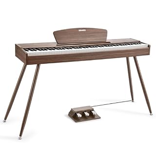 Donner DDP-80 Piano numérique, clavier de 88 touches, piano électrique complet de taille standard avec support, triple pédale, connectivité MIDI et interface casque, couleur en bois de noyer. - Les Beatles, Paul McCartney, John Lennon, RIngo Starr, George Harrison