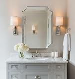 ANDY STAR Chrome Mirror 22x30 Inch, Scalloped Bathroom Mirror, Polished Chrome Framed Mirror in Anti-Rust Stainless Steel Metal Thin Frame Deep 1’’, Unique Scalloped Edge Design